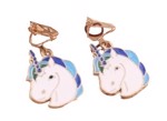 Børne øreringe - clips; Unicorn -  Blue Raity 